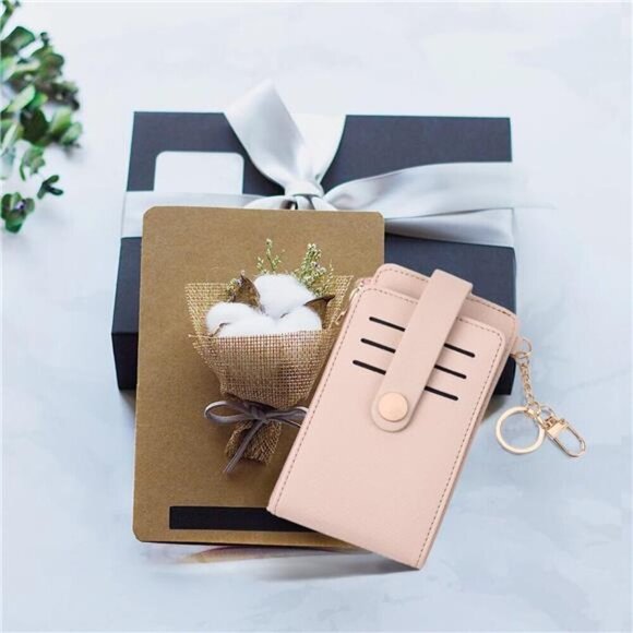 Slim Wallet for Women, 1-Cross grain-Pink Champagne - Picture 5 of 5